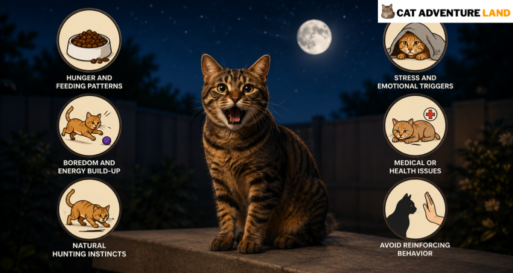 Main Reasons Behind Cat Meowing at Night