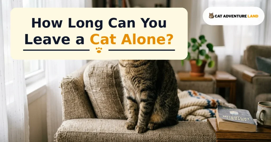 How long can you leave a cat alone? A tabby cat sitting on a sofa and watching the window